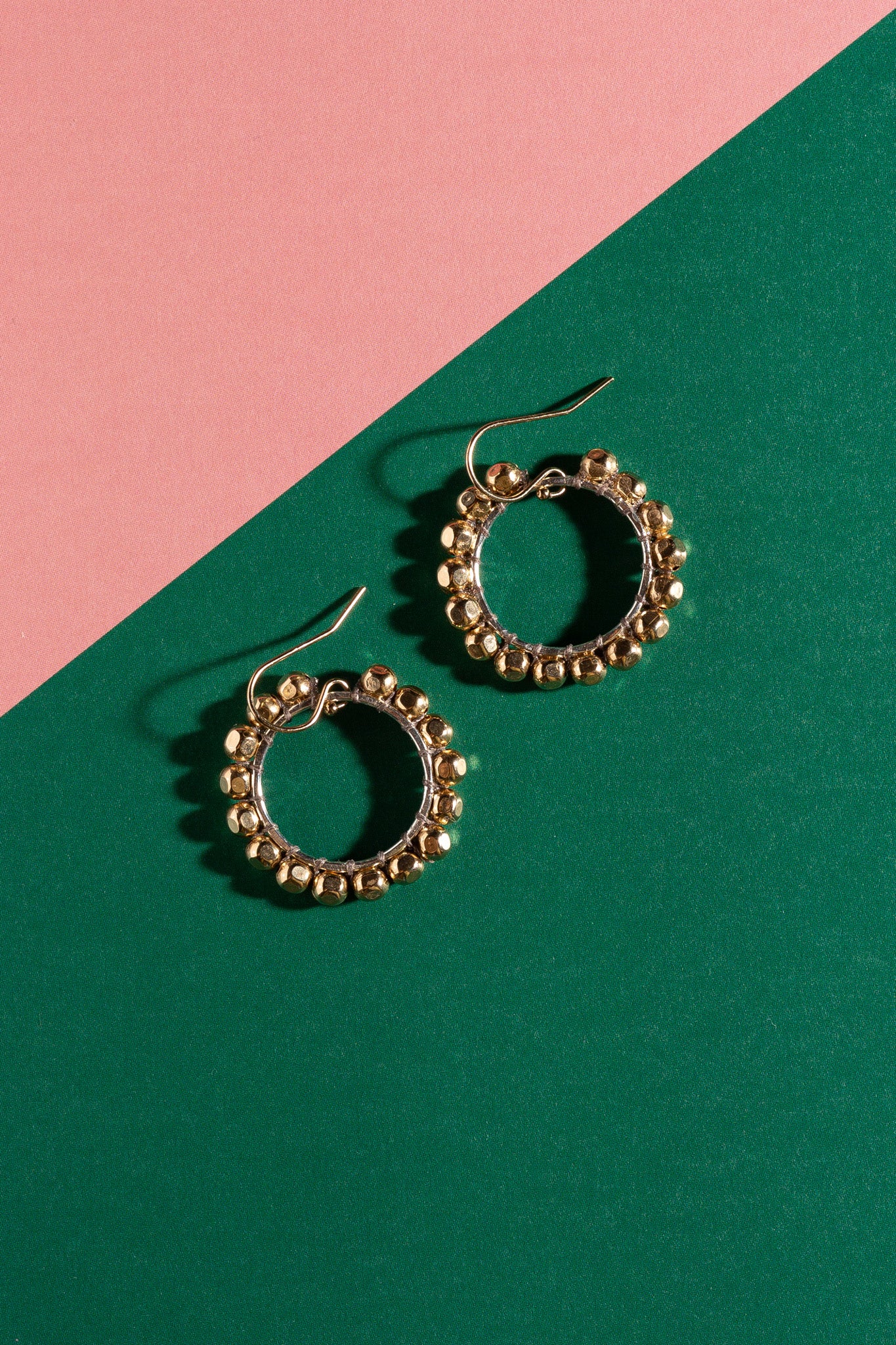 Gold Filled Disk Beaded Dangle Sterling Silver Earrings Large