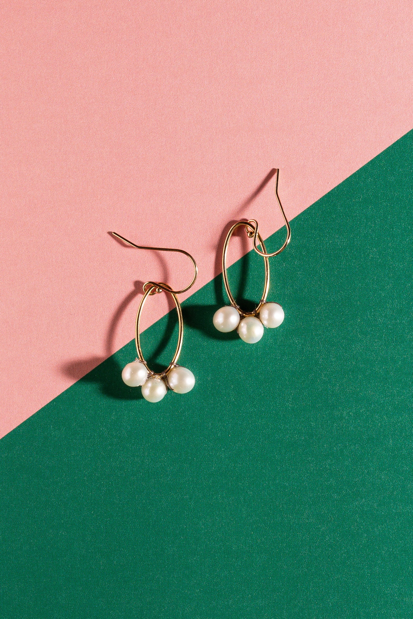 Three Freshwater Pearl Oval Dangle