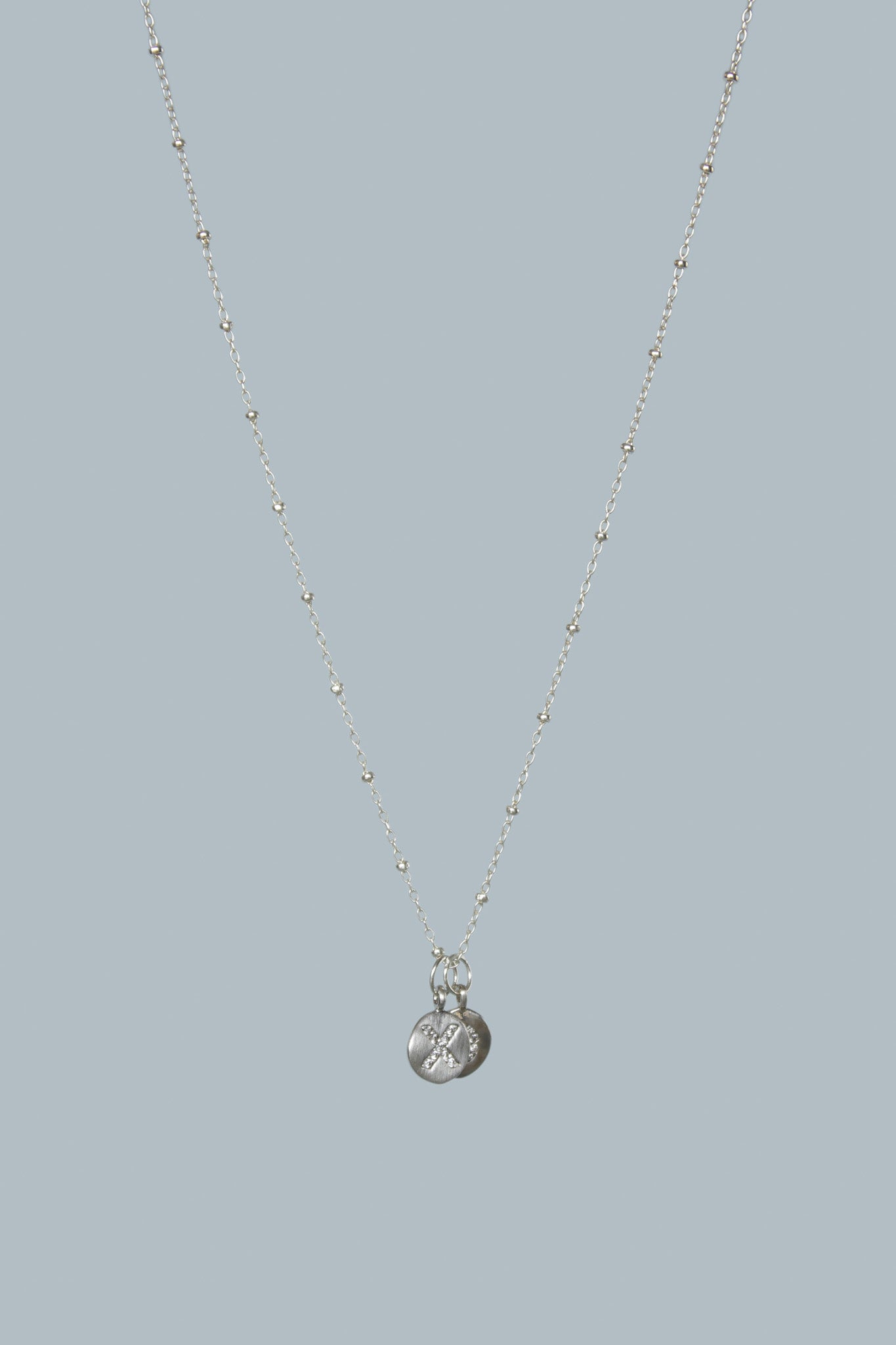 Silver "A Hug and A Kiss" Charm Necklace