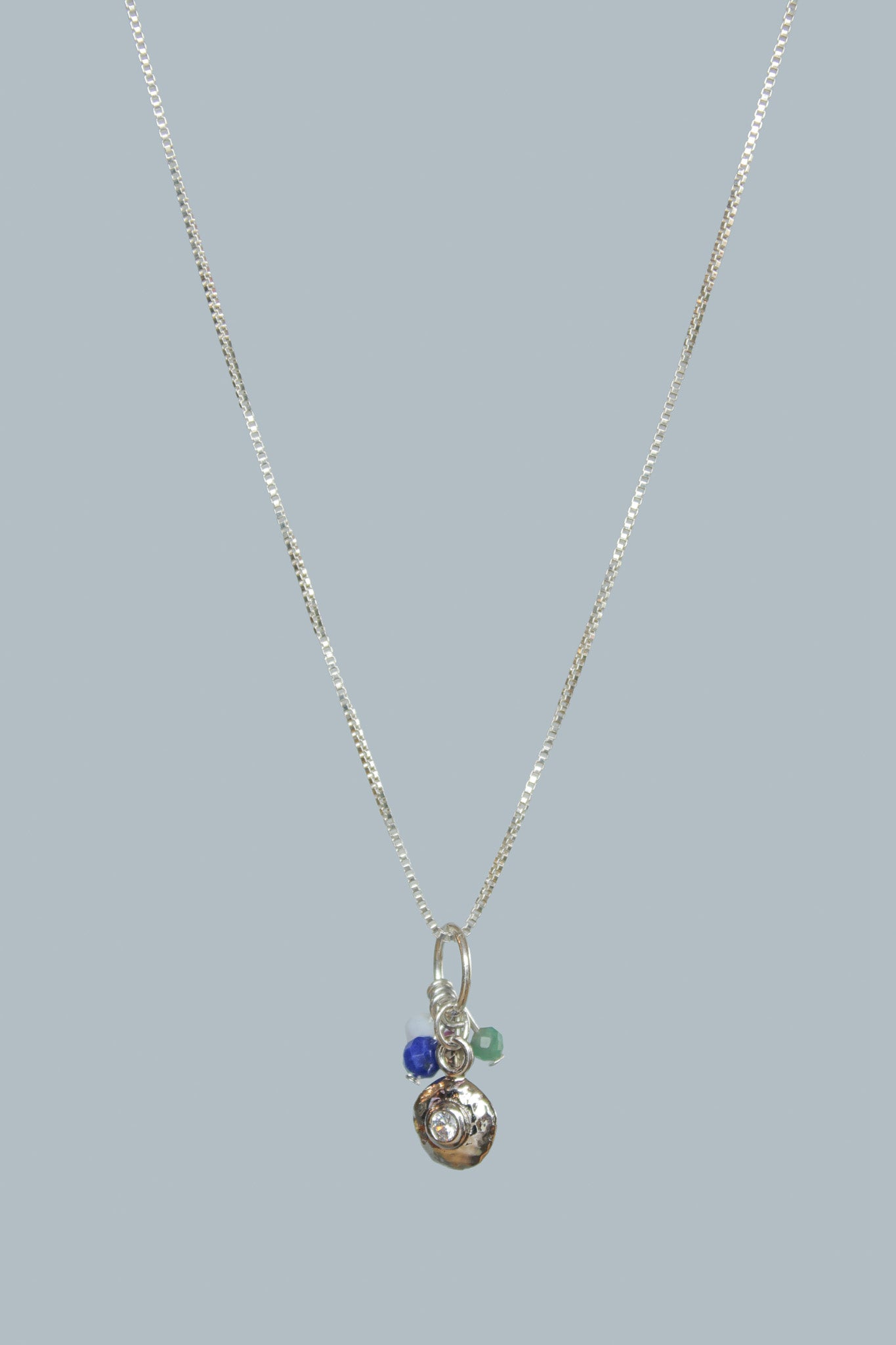 Circle of Gems CZ Charm on Sterling Silver Necklace
