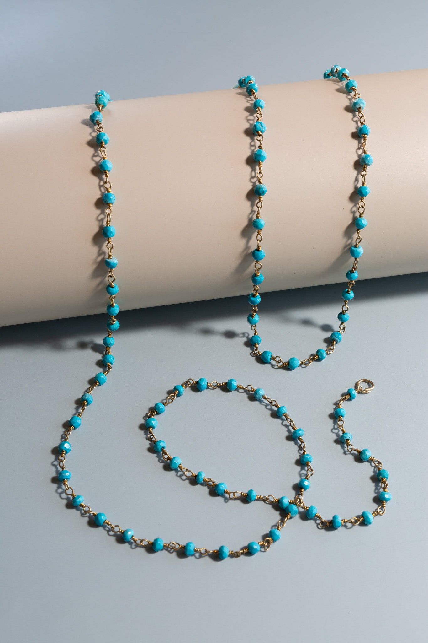 Turquoise Beads Necklace 38"