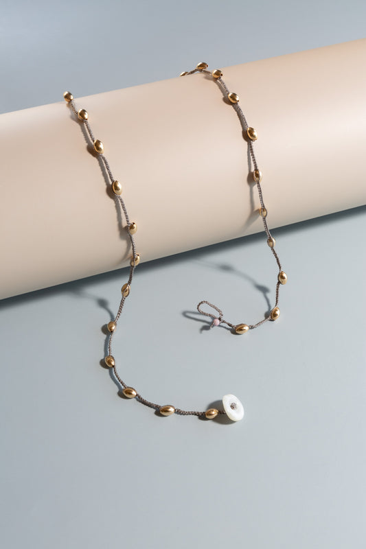 Gold Filled Oval Beads Crochet Necklace