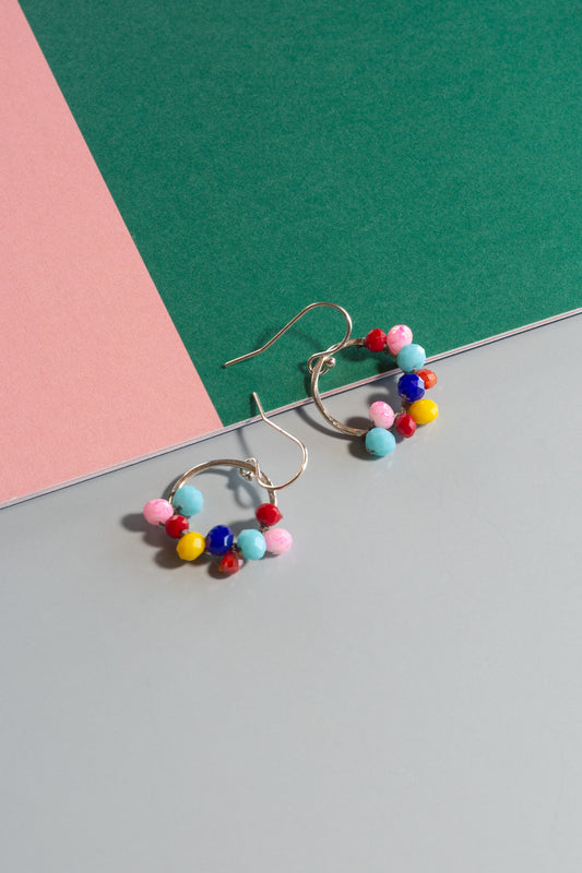 Colorful Glass Beaded Hoop Earrings