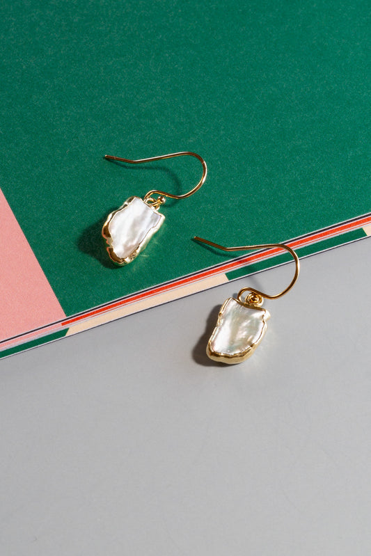 Biwa Pearl Gold Plated Earrings