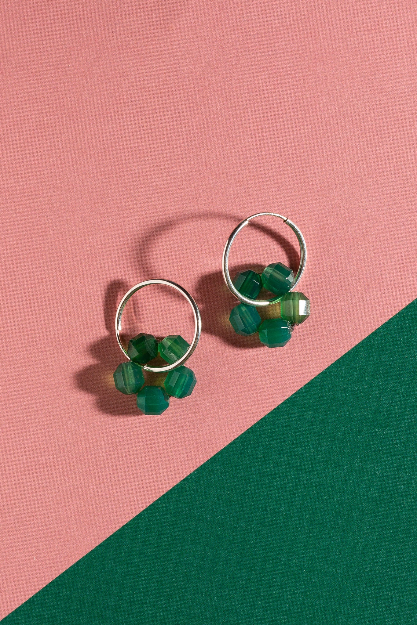 Circle of Green Glass Beads Hoops