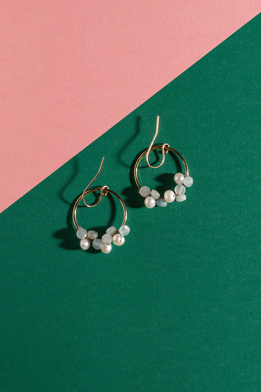 Aquamarine and Pearl Earrings