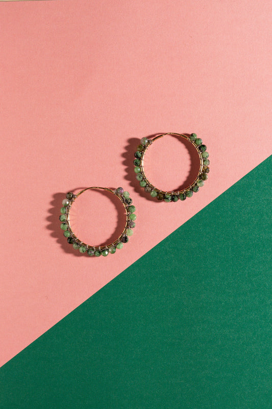 Green Garnet Hoop Earrings