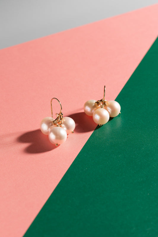 Three Pearl Cluster Earrings