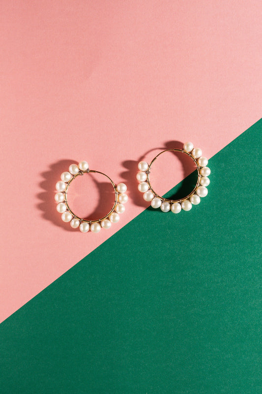 Pearl Hoops Earrings